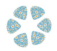 White Daisy in Light Blue Background Print Guitar and Ukulele Picks For Music Lovers 12 PCS Mixed Gauges(0.46/0.71/0.96mm)