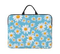 White Daisy In Light Blue Background Print Laptop Sleeve Case 14 Inch, Shockproof Protective Laptop Cover Briefcase Carrying Computer Bag