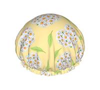 White Daisy Love Flower Bath Caps For Kids Hair Cap Reusable Shower Caps Soft And Elastic Shower Hair Cap For Long Hair Short Hair Curly Hair