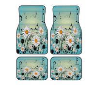 White Daisy Music Notes Car Floor Mats Set of 4