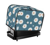 White Daisy Pattern Toaster Cover 2 Slice, Waterproof Bread Machine Covers with Pockets Universal Size Kitchen Small Appliance Cover with Handle, Dust and Fingerprint Protection