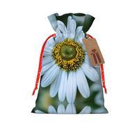 White Daisy Print Drawstring Pouch For Gifts,Reusable Adorable Gift Bags,Perfect For Jewelry And More
