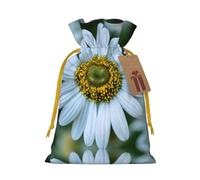 White Daisy Print Drawstring Pouch For Gifts,Reusable Adorable Gift Bags,Perfect For Jewelry And More