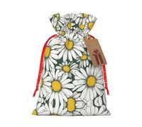 White Daisy Print Drawstring Pouch For Gifts,Reusable Adorable Gift Bags,Perfect For Jewelry And More