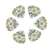 White daisy Print Guitar and Ukulele Picks For Music Lovers 12 PCS Mixed Gauges(0.46/0.71/0.96mm)