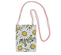 White daisy Print Mini Cell Phone Crossbody Purses Travel Wallet Purses,Small Crossbody Bags Adjustable Strap, Pink, One Size