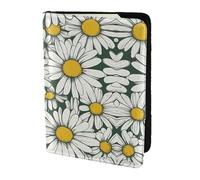 White daisy print Travel Wallet Passport Holder Case for Family Leather Passport Cover for Men Women, Black, One Size