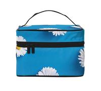 White Daisy Printed, Makeup Bag, Portable Cosmetic Bag for Women - Travel Cosmetic Organizer, Toiletry Pouch, The Go-to Gift That Never Disappoints for Special Moments