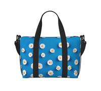 White Daisy Printed Travel Tote Bag, Large Capacity Gym Bag, Lightweight Weekend Travel Shoulder Bag, Unisex