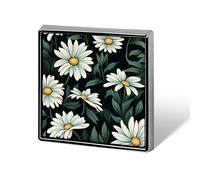 White Daisy Square Badge Metal Lapel Pins Brooches for Clothing Decoration