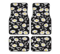 White Daisy Universal Car Floor Mats 4 Piece Set, Front & Rear Waterproof Non-Slip Car Foot Mats, Car Carpet Protectors For Most Sedans, Trucks, Suv