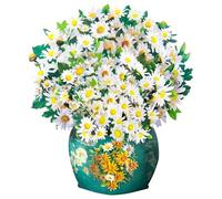 White Daisy Vase Big Pop Up Card, 13 inch Paper Flower Bouquet Greeting Cards with Blank Note Card & Envelope, gift for celebrating Love, Birthday, Anniversary, Special Moment, Valentine's Day