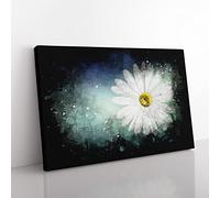 White Daisy Vol.2 Paint Splash Modern Art Canvas Wall Art Print Ready to Hang, Framed Picture for Living Room Bedroom Home Office Décor, 60x40 cm (24x16 Inch)