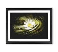 White Daisy Vol.4 Paint Splash Modern Art Framed Wall Art Print, Ready to Hang Picture for Living Room Bedroom Home Office Décor, Black A2 (64 x 46 cm)
