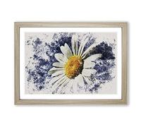White Daisy Vol.5 Watercolour Framed Print | A2 Oak Framed Wall Art | Ready to Hang | Modern Floral Picture | Living Room Bedroom Lounge Office