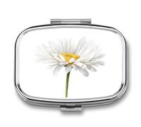 White Daisy with A Yellow Center Pill Box 2 Compartment Portable Medicine Pill Case Travel Pill Organizer for Pocket Purse