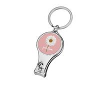 White Daisy with Words Just Bloom on Pink Nail Clippers Toenail Clipper Cutters Professional Nail Trimmer Nail Cuticle Cutter for Women Men