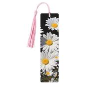 White Daisy Wood Bookmark for Book Lovers Birthday Teachers Gift, Handmade Craft Book Marks Ornaments with Tassel Exquisite Reading Page Markers for Men Women