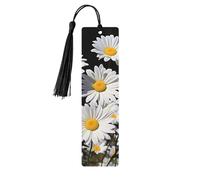 White Daisy Wood Bookmark for Book Lovers Birthday Teachers Gift, Handmade Craft Book Marks Ornaments with Tassel Exquisite Reading Page Markers for Men Women