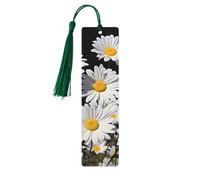 White Daisy Wood Bookmark for Book Lovers Birthday Teachers Gift, Handmade Craft Book Marks Ornaments with Tassel Exquisite Reading Page Markers for Men Women