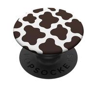 White Dark Brown Cow Print Cute Aesthetic Animal Y2K Cowgirl PopSockets Adhesive PopGrip