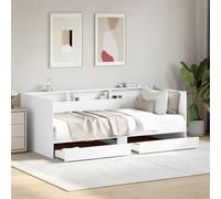 White Daybed with Drawers without Mattress White 90x190 cm Single Storage Bed [EEK: A]