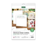 White Deckle Edged Cards & Envelopes, pack of 12, includes six 5x7 inch cards and six 144mm square cards, Blank for Card Making, UK Made