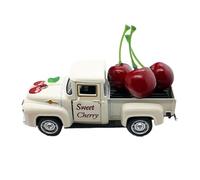 White Decoration for Vintage Trucks - ABS Truck with 3 Artificial Fruits | Creative Vehicle, Table Ornament to Display Shelf Centerpiece in the Kitchen in the Classroom for Holidays