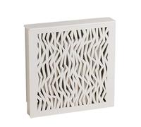 White Decorative Radiator Cover with Geometric Lattice Design for Floor Heating Systems, Fits Cast Iron Heaters (90x80x25cm/35x32x10in) - Stylish Home Décor