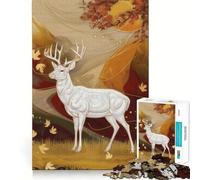 White Deer in Autumn 1000 Piece Puzzle For Adults Mind Skill Play Laser Cut for Flawless Fit Rewarding Activity for Rainy Days (50x75cm)