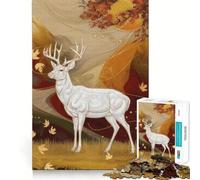 White Deer in Autumn 1000 Piece Teenager Puzzles Brain Boosting Play Tight Interlock No Gaps Relaxing Indoor Group Activity (38x26cm)