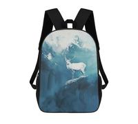 White Deer in Blue Abstract Landscape Backpack, 3D Printed School Bag, School Lunch Bag, Travel Backpack, Friends Backpack, School Backpack for Girls And Boys 17inch