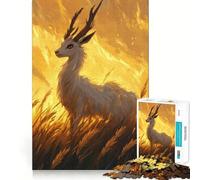 White Deer in Fire 1000-piece Jigsaw Puzzles Brain Training Fun Tight Interlock No Gaps Bonding Activity for Loved Ones (50x75cm)