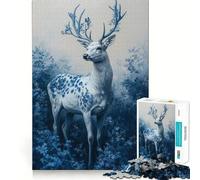 White Deer In Forest 1000 Piece Puzzle For Adults Mind Skill Play Laser Cut for Flawless Fit Rewarding Activity for Rainy Days (38x52cm)
