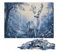 White Deer In Forest Adult Wooden Puzzle | For home use: Jigsaw Puzzle Gift - clear image areas for detailed puzzle work over several sessions.