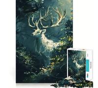 White Deer in Jungle Jigsaw 1000 Pieces Focus Building Toy Zero Gap Rewarding Activity for Rainy Days (50x75cm)