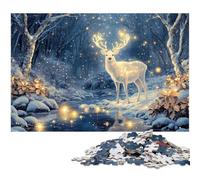 White Deer in Snowy Forest 1000 Pieces Puzzles for Adults Paper Jigsaw Puzzles for Adults Challenging Brain Teaser Relaxing Toy for Teenagers 1000 PCS(38x26cm)