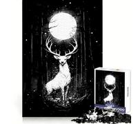 White Deer Under The Full Moon for Adults 1000 Piece Puzzle Think Training Serene Escape Defined Edges Creative Gift (50x75cm)