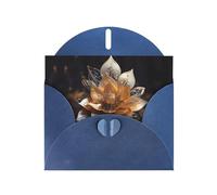 White delicate lotus flower Blue Patterns greeting card 6x4 inches with envelope, covering birthdays, weddings and other occasions