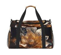 White Delicate Lotus Flower Hand Travel Bag.Fashionable Design, Large Storage Capacity, Suitable For Business Trips And Short Trips., Black, One Size