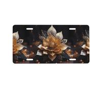 White delicate lotus flower License Plate.Aluminium, Waterproof Printed Car Sign, 1mm Thick