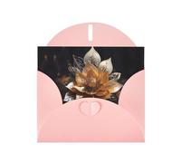 White delicate lotus flower Pink Patterns greeting card 6x4 inches with envelope, covering birthdays, weddings and other occasions