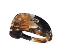 White delicate lotus flower Printed Elastic Sports Headband â€“ Ideal for running, tennis, yoga and indoor fitness