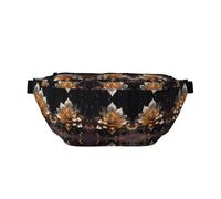 White delicate lotus flower Prints Adjustable running waist bag crossbody bag lightweight and comfortable suitable for fitness jogging travel