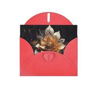 White delicate lotus flower Red Patterns greeting card 6x4 inches with envelope, covering birthdays, weddings and other occasions