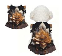 White delicate lotus flower Ruffle Dog Dress Frilly Sleeveless Breathable Summer Party for Small Dogs Cats M