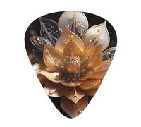 White delicate lotus flower Stylish and durable guitar picks, three types of thin, medium and heavy guitar picks (12 pieces), suitable for guitar, bass, electric guitar, ukulele,