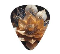 White delicate lotus flower Stylish and durable guitar picks, three types of thin, medium and heavy guitar picks (12 pieces), suitable for guitar, bass, electric guitar, ukulele,