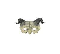 (WHITE) Demon Mask Halloween Masquerade Foam Mask Scary Half Face Horn Devil Mask
