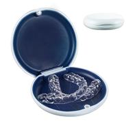 White Dental Retainer Container Case with Magnetic Closure, Slim Night Guard Case Orthodontic Retainer Box Holder for Braces, Bleaching Trays, Dentures